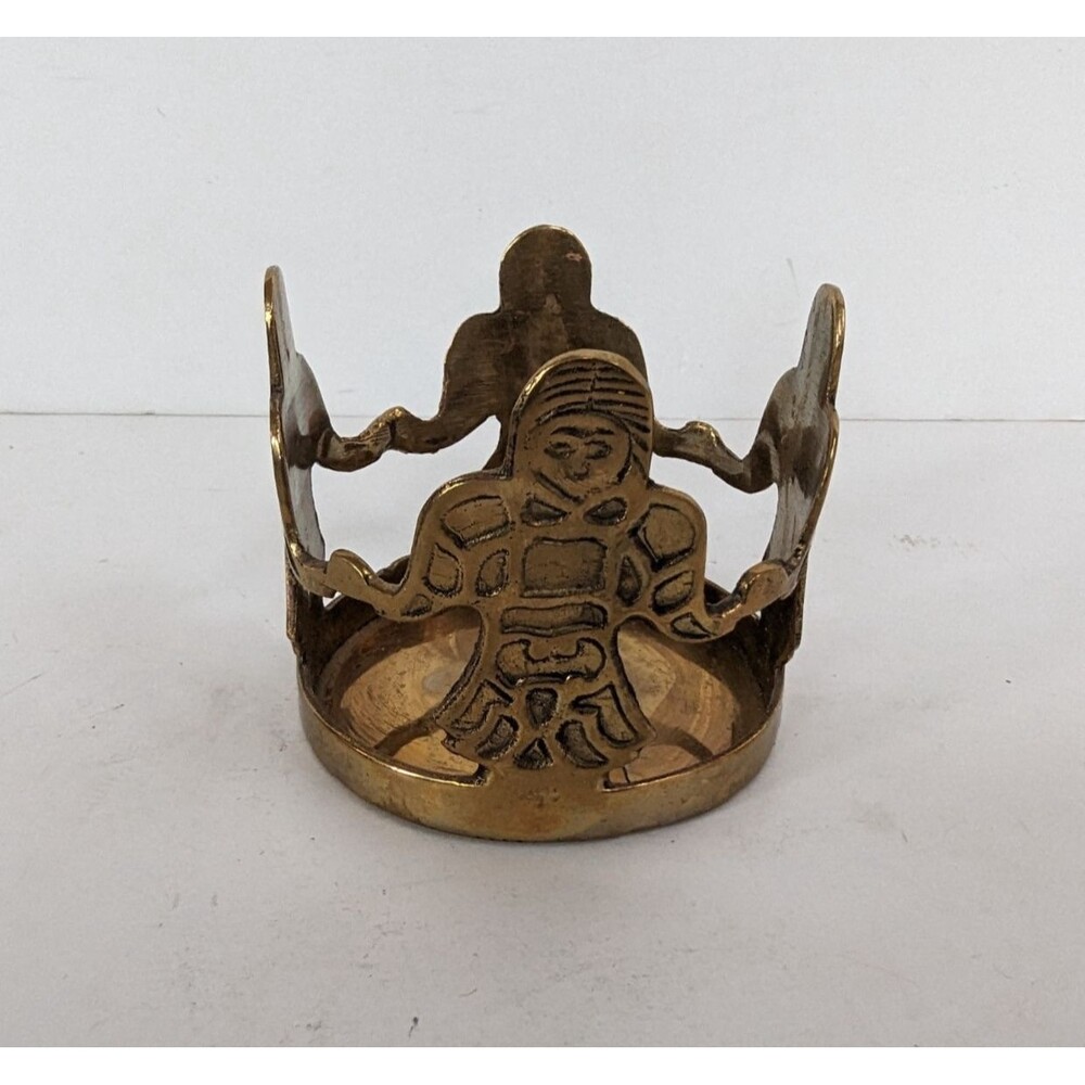 Brass 4 Ancient Figures Candle Holder Rings 3" x 2.75" India